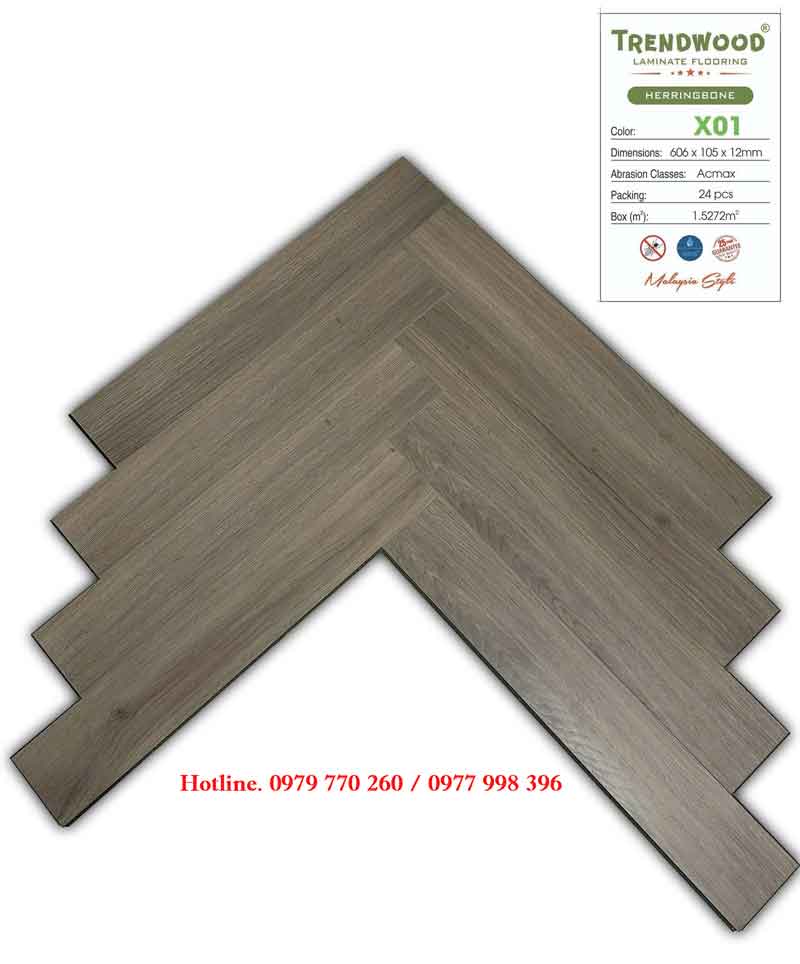 Tổng kho sàn gỗ công nghiệp xương cá cốt xanh 12mm Trendwood