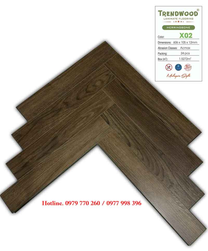 Tổng kho sàn gỗ công nghiệp xương cá cốt xanh 12mm Trendwood