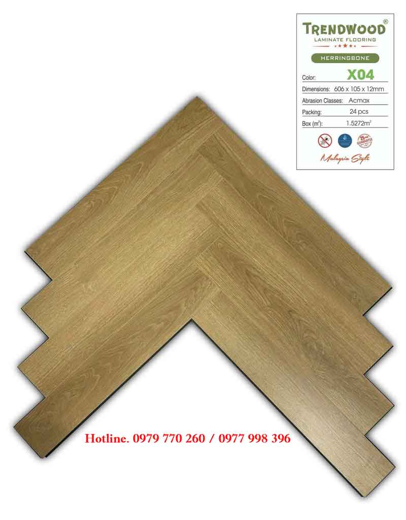 Tổng kho sàn gỗ công nghiệp xương cá cốt xanh 12mm Trendwood