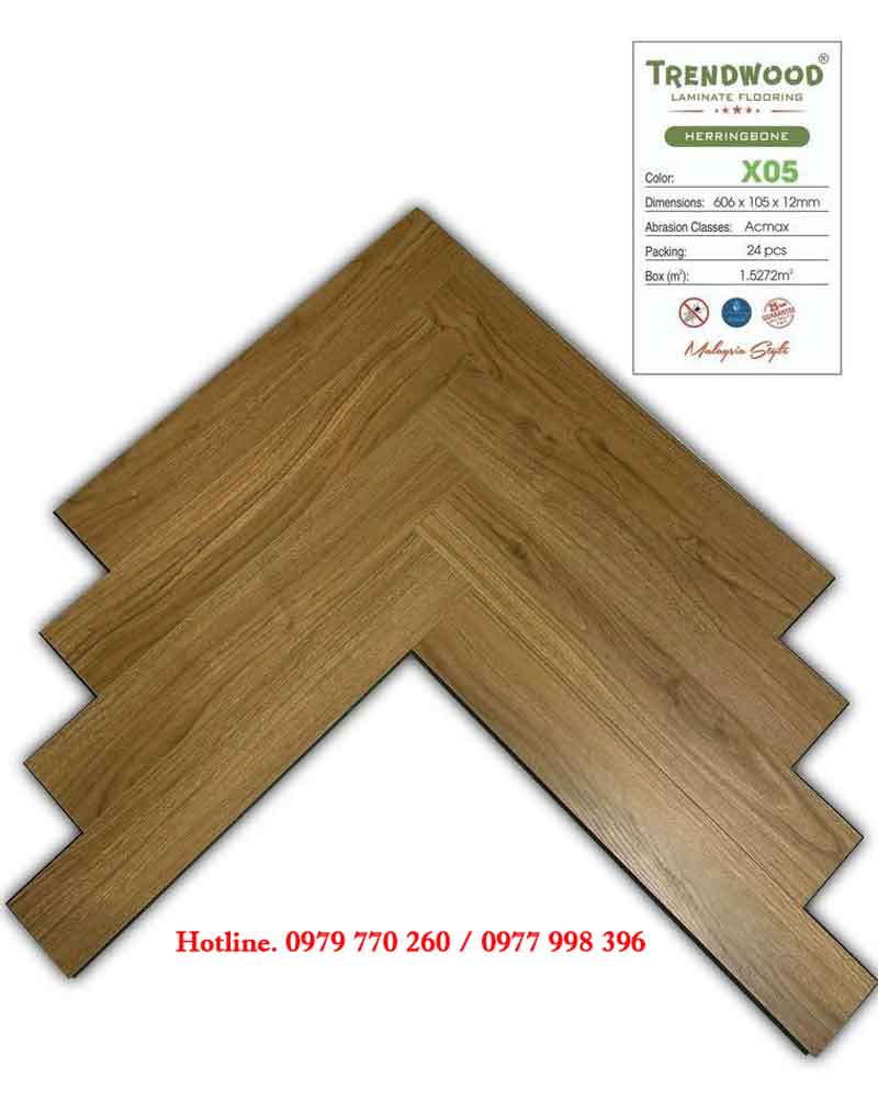 Tổng kho sàn gỗ công nghiệp xương cá cốt xanh 12mm Trendwood