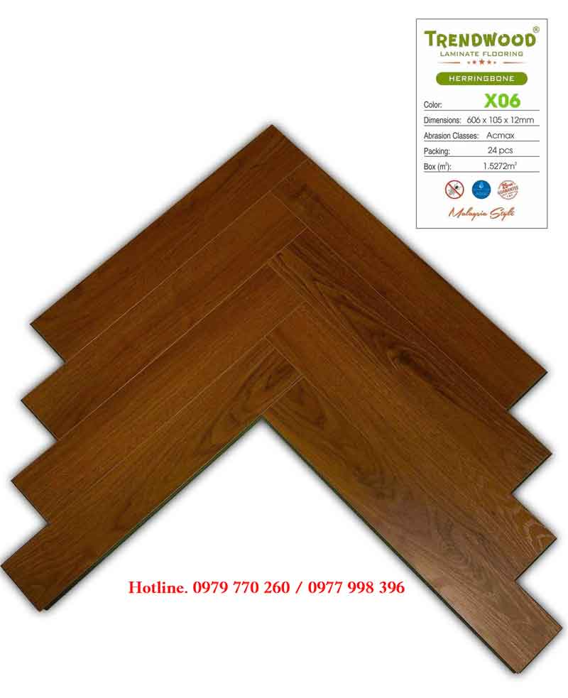 Tổng kho sàn gỗ công nghiệp xương cá cốt xanh 12mm Trendwood