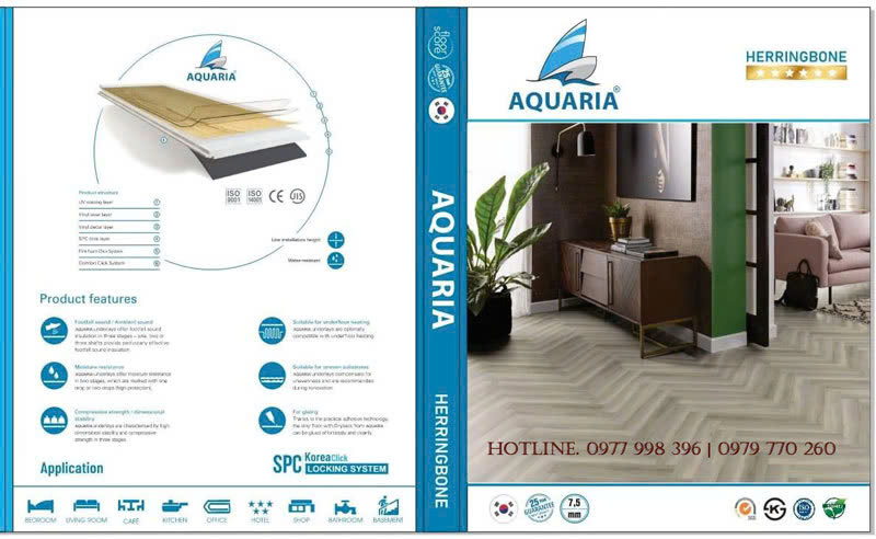 Tổng kho sàn nhựa hèm khóa lát xương cá Aquaria