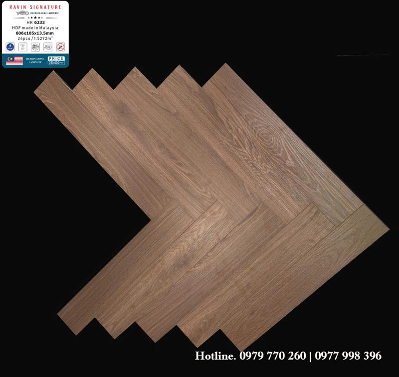 Sàn gỗ xương cá Kavin malaysia cao cấp HDF Black