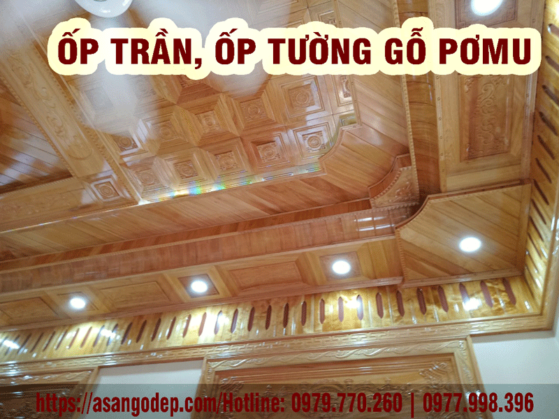 Ốp trần, ốp tường gỗ pơmu