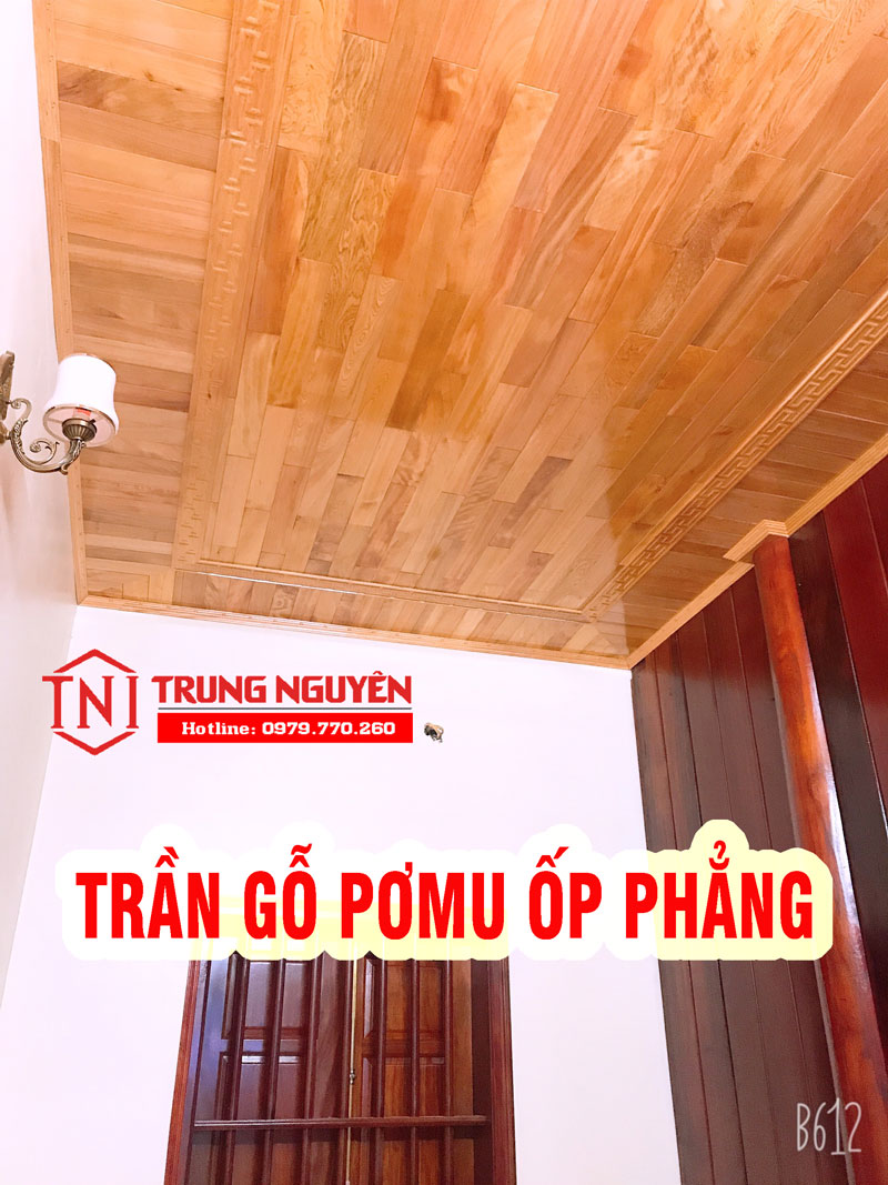 Mẫu trần gỗ pơmu ốp phẳng đơn giản Mẫu trần gỗ pơmu ốp phẳng đơn giản