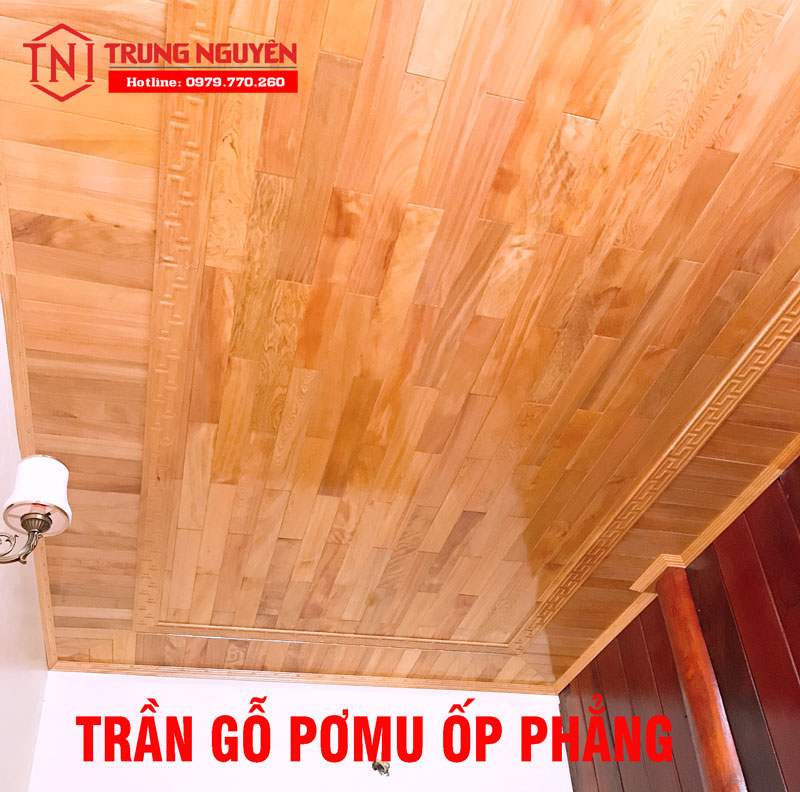 Mẫu trần gỗ pơmu ốp phẳng đơn giản Mẫu trần gỗ pơmu ốp phẳng đơn giản