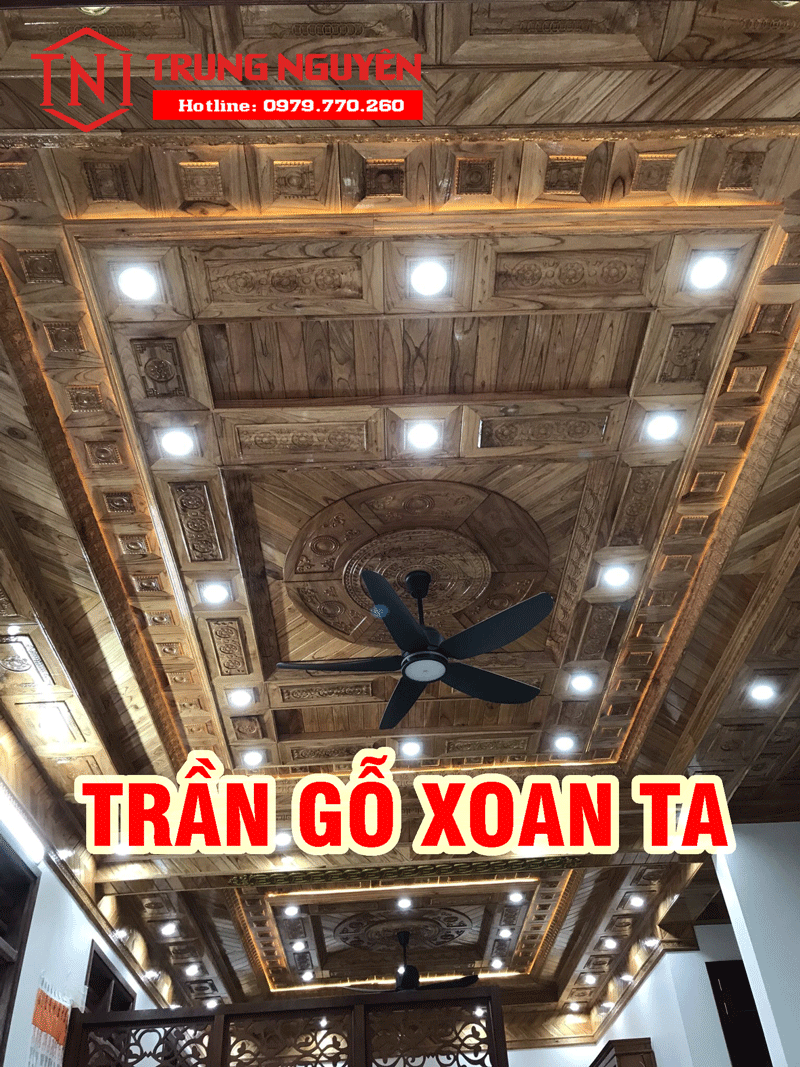 Mẫu trần gỗ xoan đẹp 2021