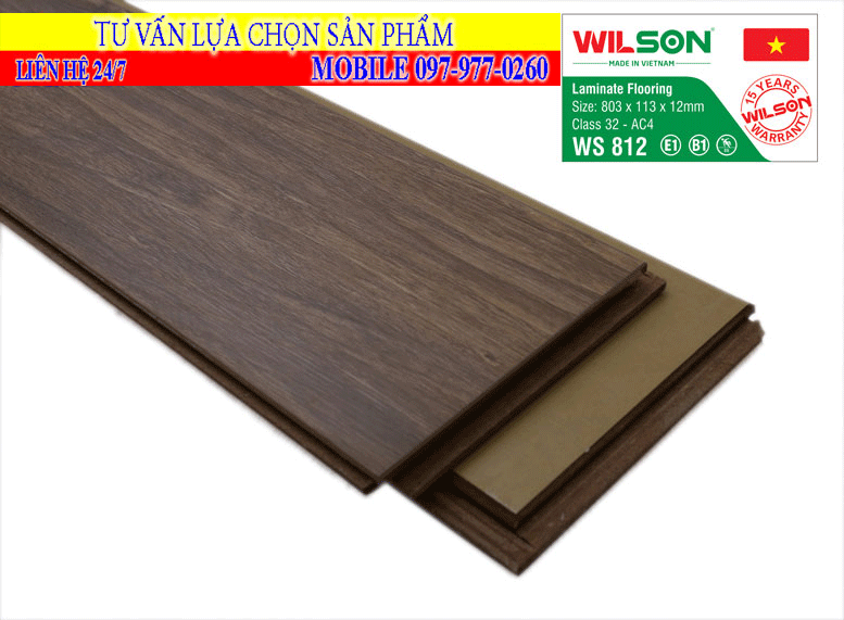 Sàn gỗ wilson 12mm mã màu WS 812