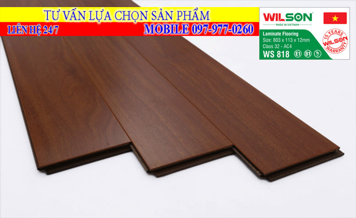 Sàn gỗ wilson 12mm mã màu WS 818